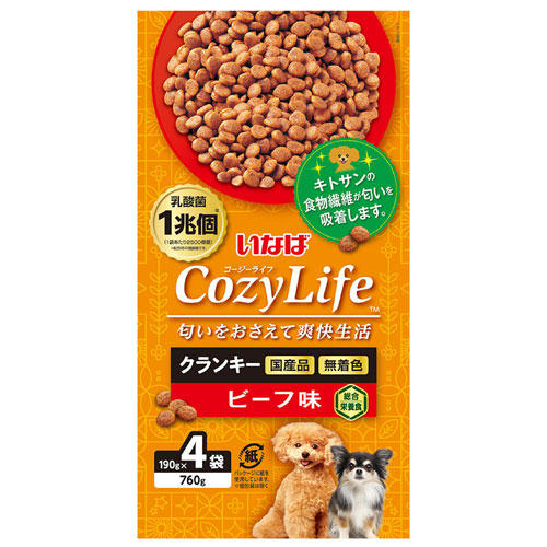 いなば CozyLife クランキー 総合栄養食 ビーフ味 190g×4袋入 DD-132