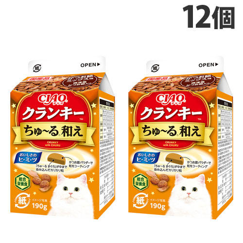いなば CIAO クランキー ちゅ～る和え 総合栄養食 かつお節ミックス味 焼津産かつお節入り 190g×12個 P-382