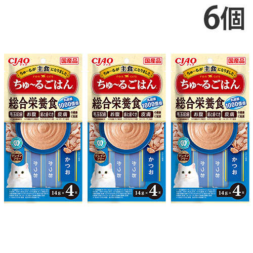 【送料弊社負担】【ゆうパケット配送】いなば CIAO ちゅ～るごはん かつお 4本×6個【他商品と同時購入不可】