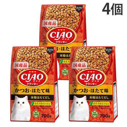 いなば CIAO クランキー かつお・ほたて味 本格ほたてだし 700g×4個 P-452