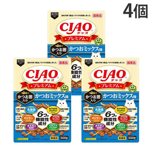 いなば CIAO プレミアム かつお節入り かつおミックス味 500g×4個