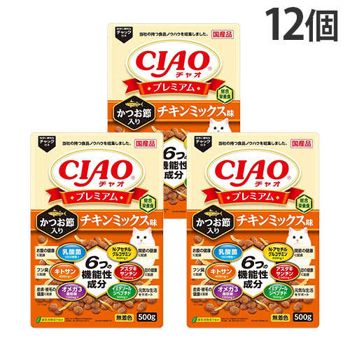 いなば CIAO プレミアム かつお節入り チキンミックス味 500g×12個