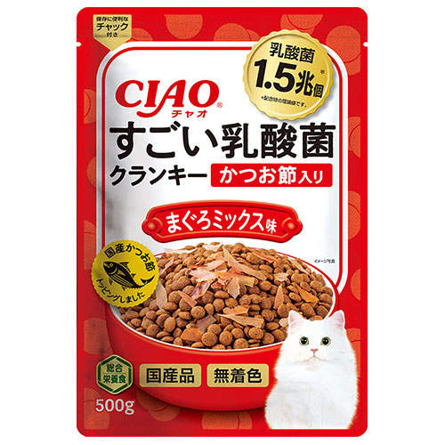 いなば CIAO すごい乳酸菌 クランキー かつお節入り まぐろミックス味 500g P-255