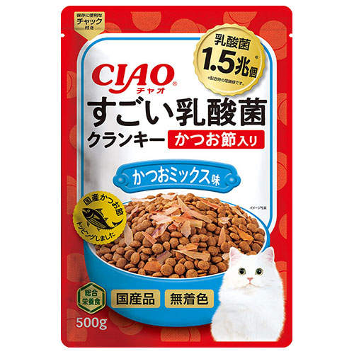 いなば CIAO すごい乳酸菌 クランキー かつお節入り かつおミックス味 500g P-256