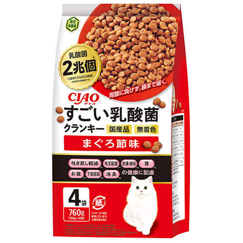 いなば CIAO すごい乳酸菌 クランキー まぐろ節味 190g×4袋入 P-301
