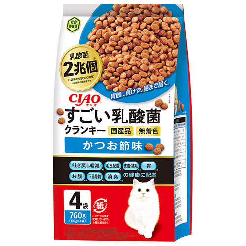 いなば CIAO すごい乳酸菌 クランキー かつお節味 190g×4袋入 P-302
