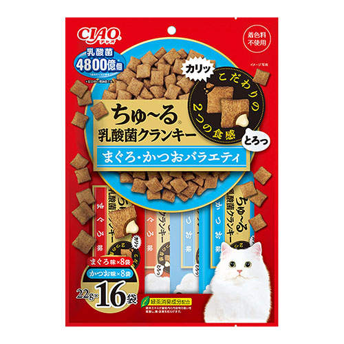 いなば CIAO ちゅ～る 乳酸菌クランキー まぐろ・かつおバラエティ 22g×16袋入