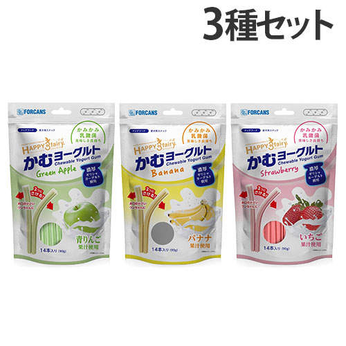『ゆうパケ配送』【送料弊社負担】FORCANS フォーキャンス かむヨーグルト 青りんご バナナ いちご 14本入 3個セット【他商品と同時購入不可】