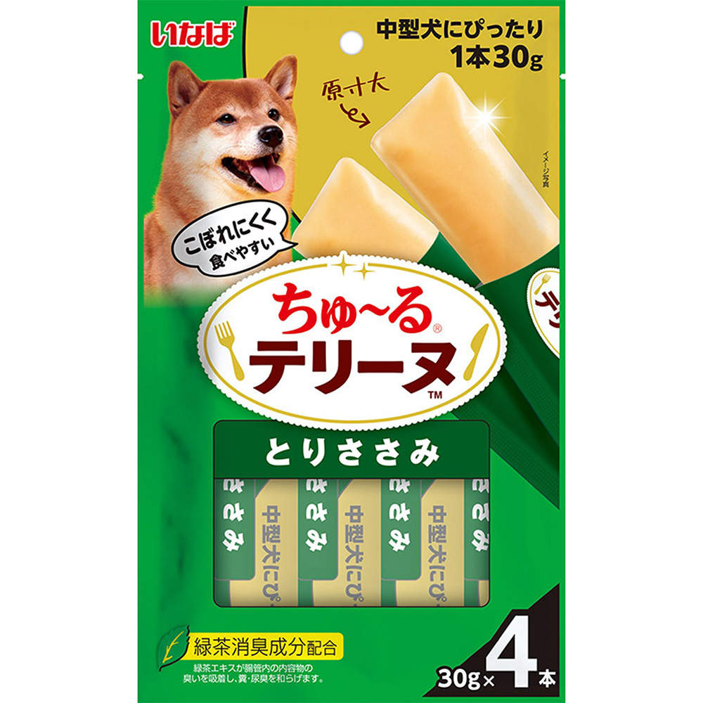 【ポイント10倍】いなば ちゅ～る テリーヌ 中型犬用 とりささみ 30g 4本入