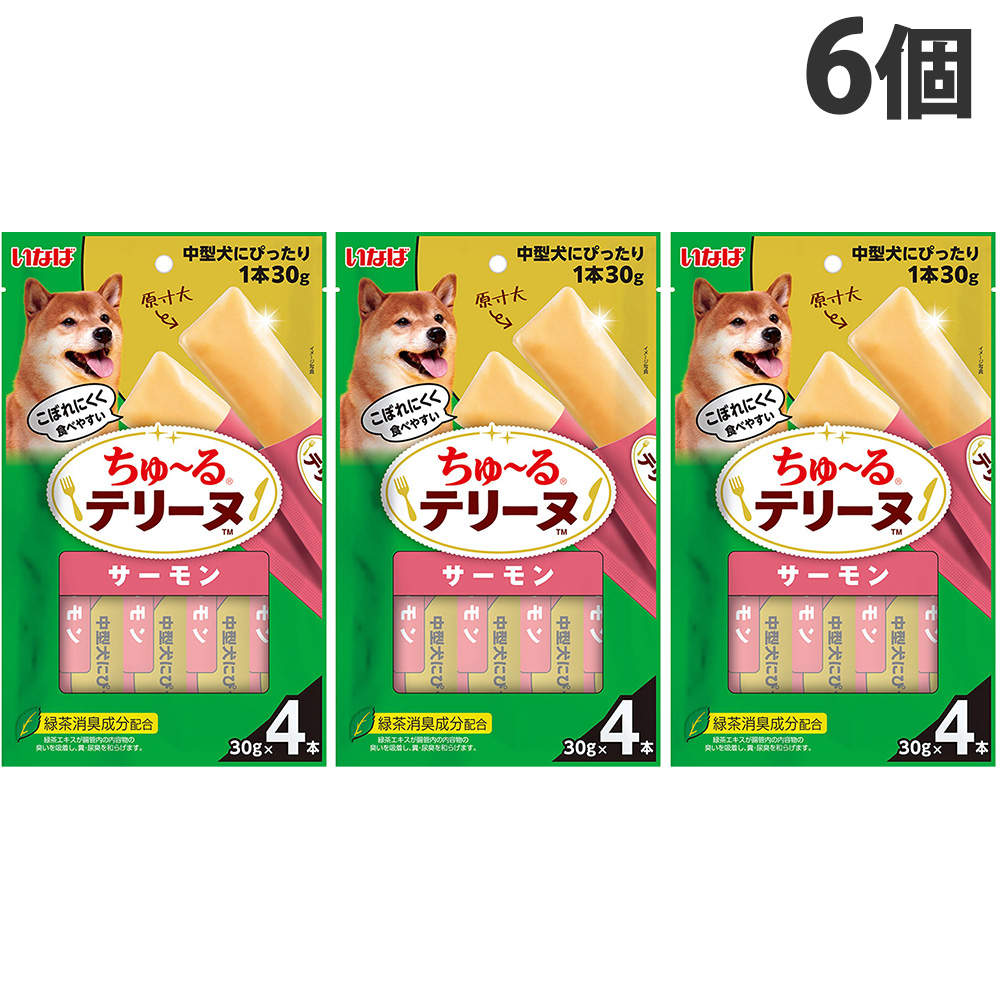 【ポイント10倍】いなば ちゅ～る テリーヌ 中型犬用 サーモン 4本入 6個