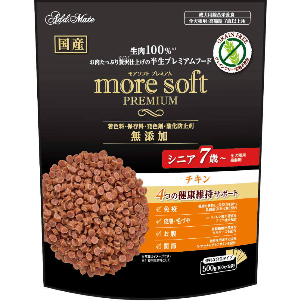 ペティオ アドメイト more soft プレミアム チキン シニア 500g