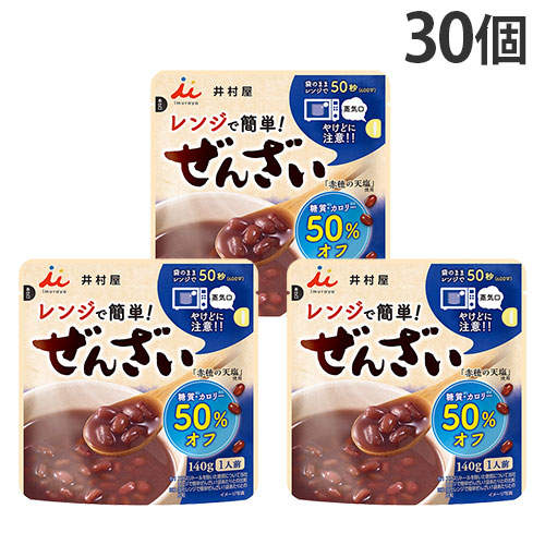 井村屋 レンジで簡単 糖質・カロリー50％オフ ぜんざい 140g 30個