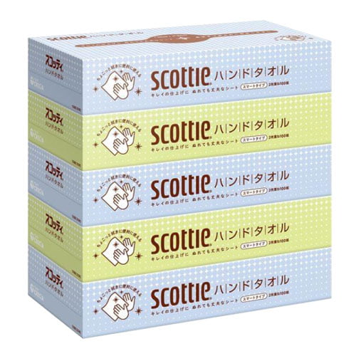 日本製紙クレシア スコッティ キレイのハンドタオル 100組×5箱