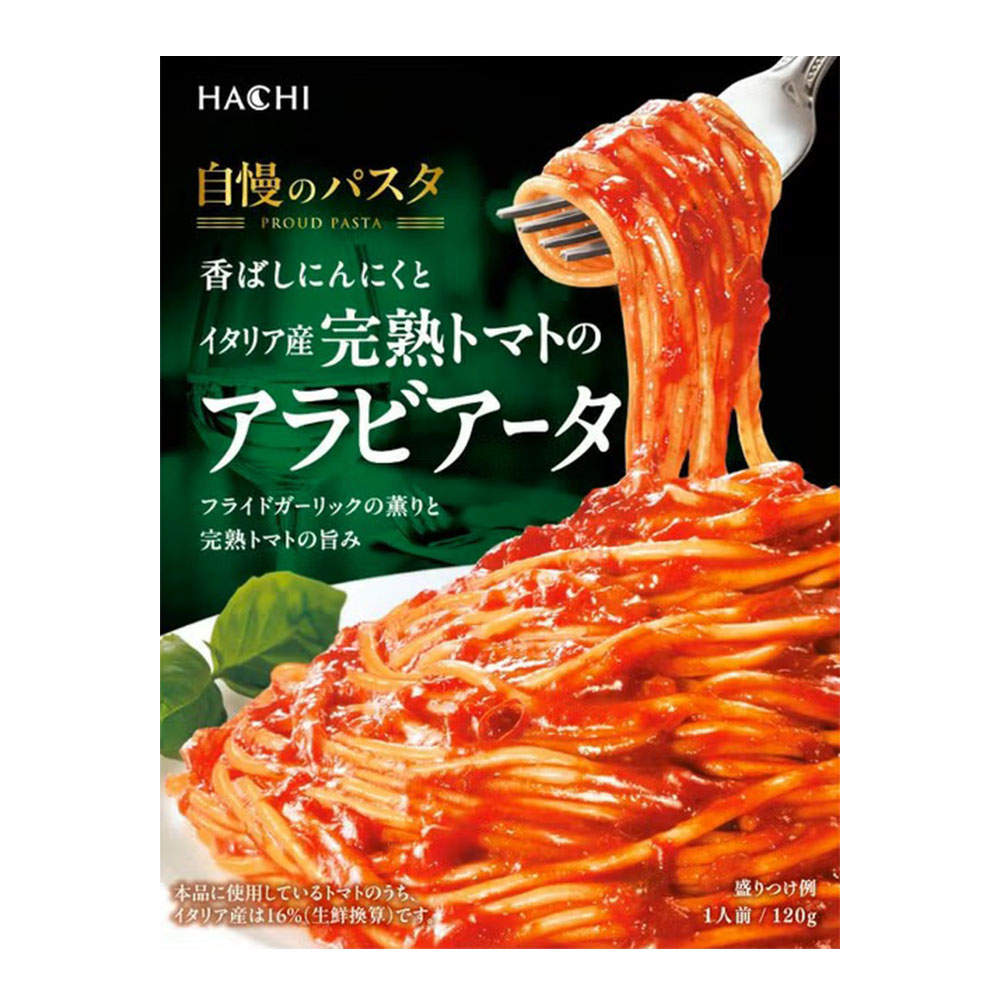 ハチ食品 自慢のパスタ 香ばしにんにくとイタリア産完熟トマトのアラビアータ 120g