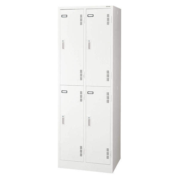 ライオン事務器 スチールロッカー 4人用 Sタイプ W608×D515×H1790mm ホワイト S-74H-W