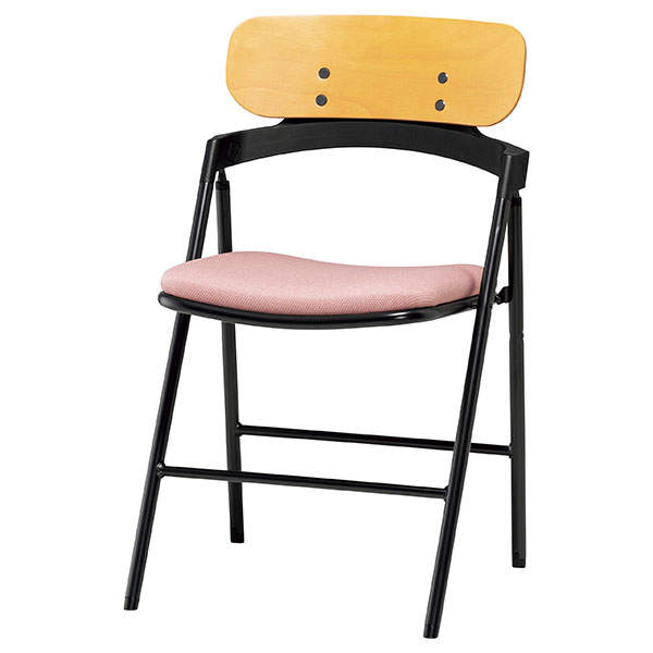 サンケイ 折りたたみ椅子 厚張り 布張り 背合板色ナチュラル パウダーピンク CF76-MYD-PST-PPI