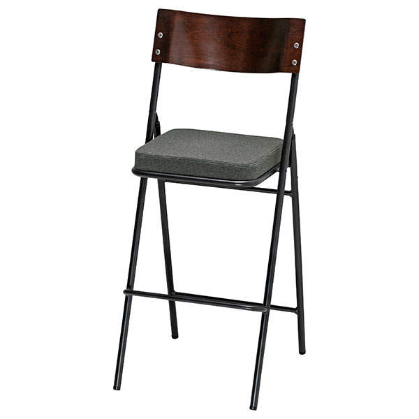 サンケイ 折りたたみハイチェア 厚張り 布張り 背合板色ブラウン グレー CF74-MY-PST-MGR