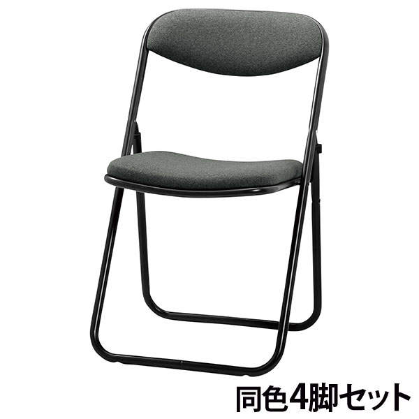 サンケイ 折りたたみ椅子 厚張り 布張り 連結可能 ブラックフレーム グレー 4脚セット SCF20-MYD-PST-MGR