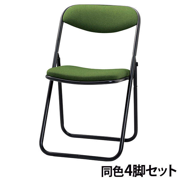 サンケイ 折りたたみ椅子 厚張り 布張り 連結可能 ブラックフレーム ダークグリーン 4脚セット SCF20-MYD-PST-MDG