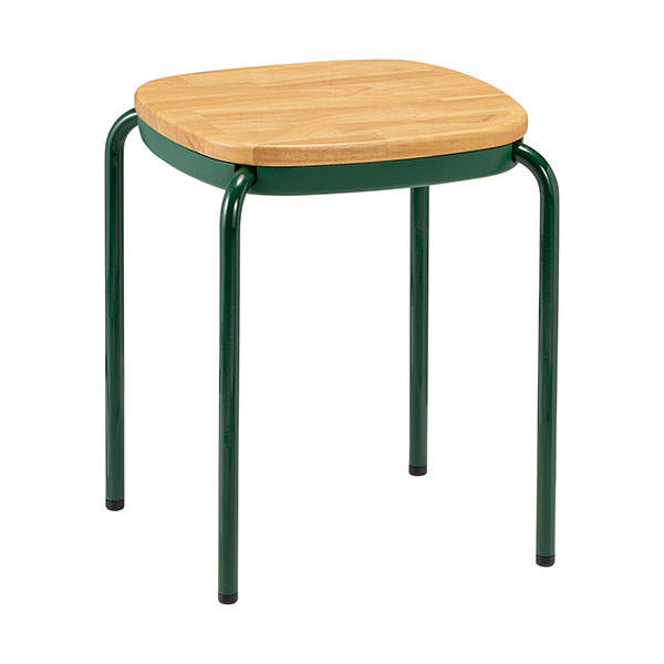 サンケイ スツール 4本脚 木座 スタッキング可 フォレストグリーン M-103