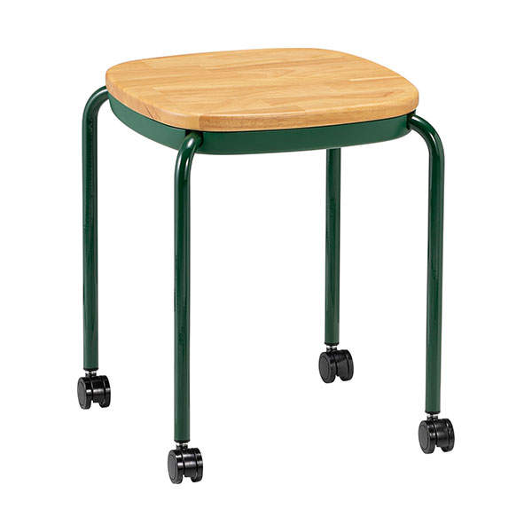サンケイ スツール キャスター付き 木座 スタッキング可 フォレストグリーン M-103C