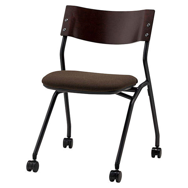 サンケイ ミーティングチェア ネスティングチェア キャスター付き 布張り 背合板色ブラウン ダークブラウン CM199-MYC-PST-DBR
