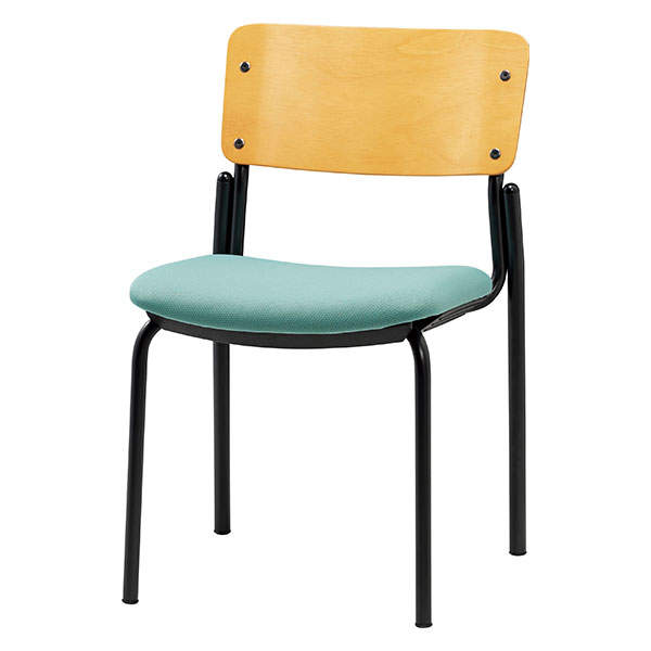 サンケイ スタッキングチェア ミーティングチェア 4本脚 布張り 背合板色ナチュラル セージ CM353-MY-PST-SJ