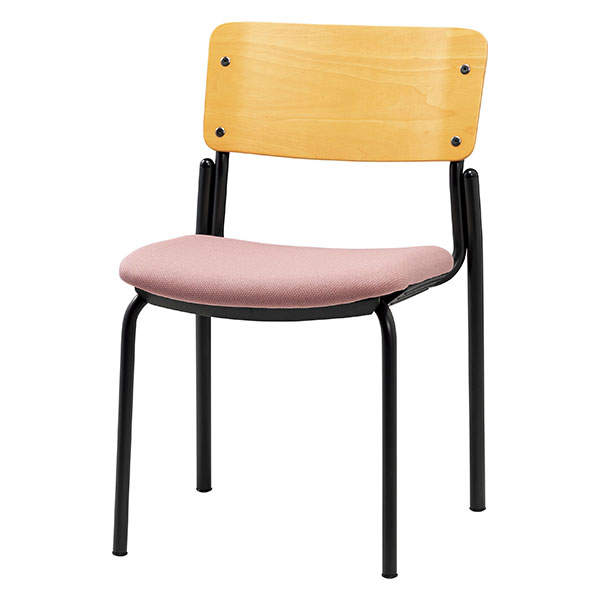 サンケイ スタッキングチェア ミーティングチェア 4本脚 布張り 背合板色ナチュラル パウダーピンク CM353-MY-PST-PPI