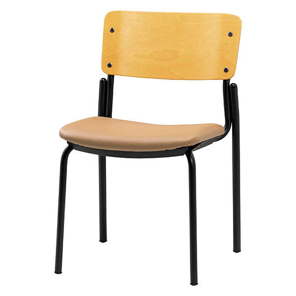 サンケイ スタッキングチェア ミーティングチェア 4本脚 ビニールレザー張り 背合板色ナチュラル ベージュ CM353-MX-MOD-17