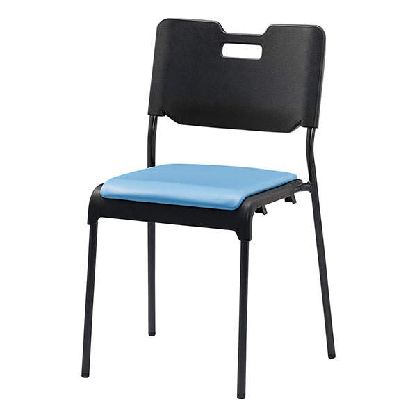 サンケイ スタッキングチェア ミーティングチェア 座パッド付 ビニールレザー張り ライトブルー CM485-MX-MG-6036