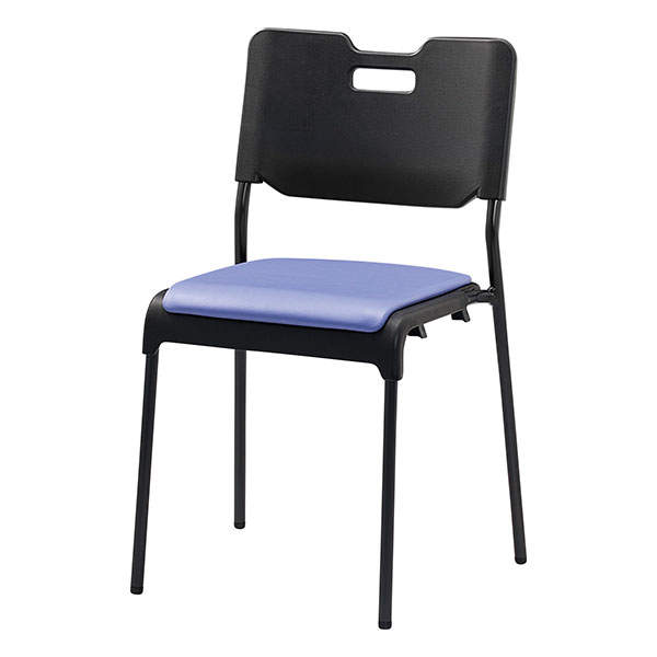 サンケイ スタッキングチェア ミーティングチェア 座パッド付 ビニールレザー張り パープル CM485-MX-MG-6043