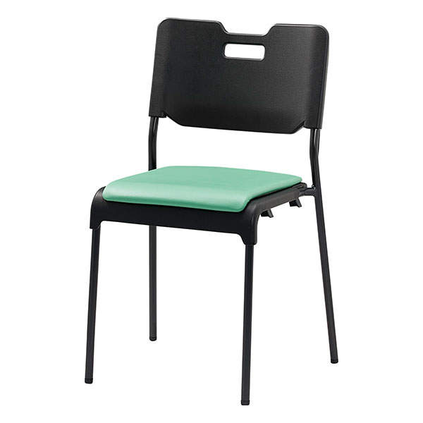 サンケイ スタッキングチェア ミーティングチェア 座パッド付 ビニールレザー張り ミントグリーン CM485-MX-MG-6026