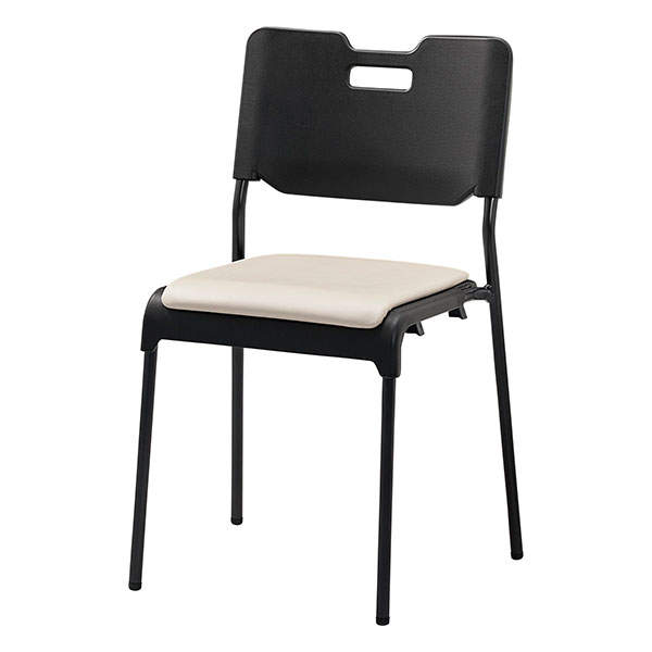 サンケイ スタッキングチェア ミーティングチェア 座パッド付 ビニールレザー張り アイボリー CM485-MX-MG-6068